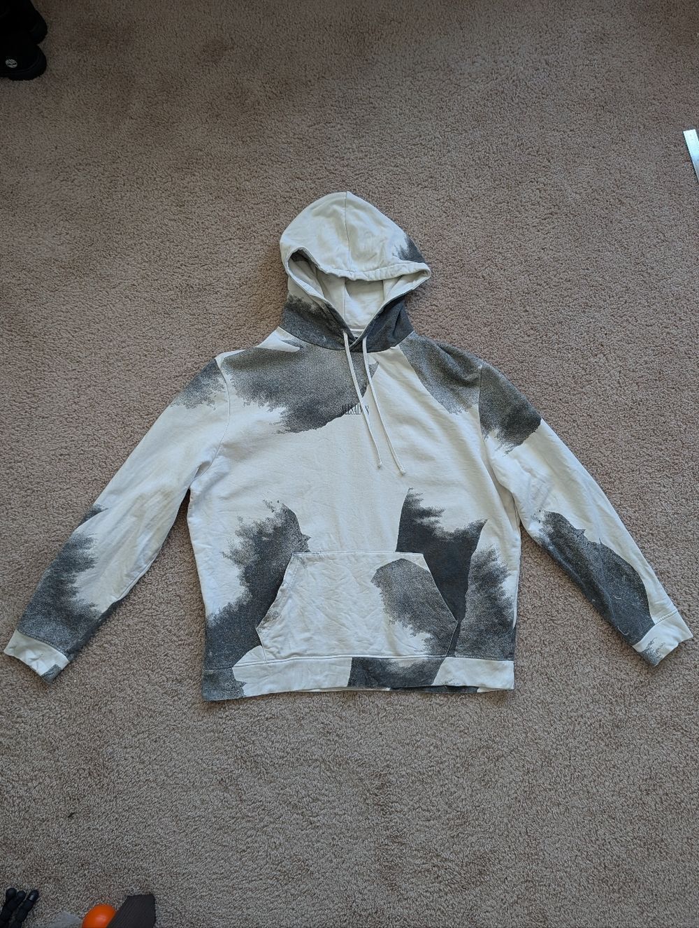 AllSaints Mens White Gray Santana Abstract Cotton Hoodie Size XXL - Picture 5 of 11